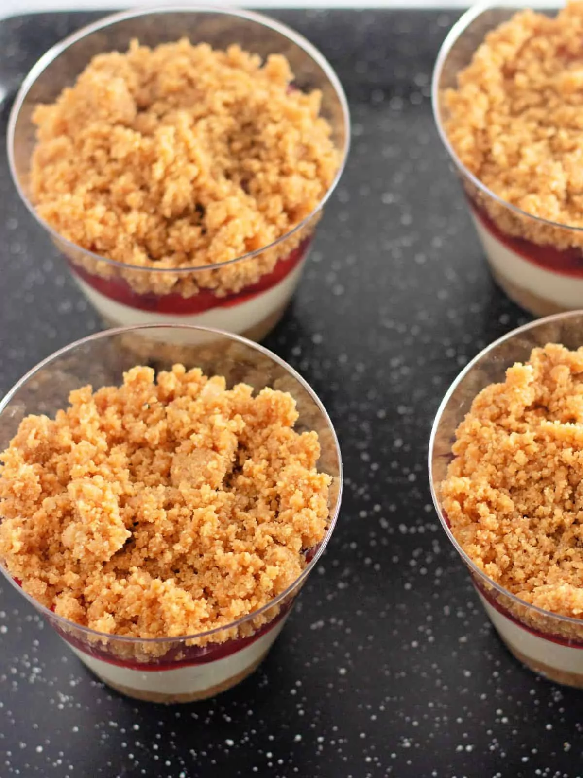 graham cracker crumbs in pudding cups.