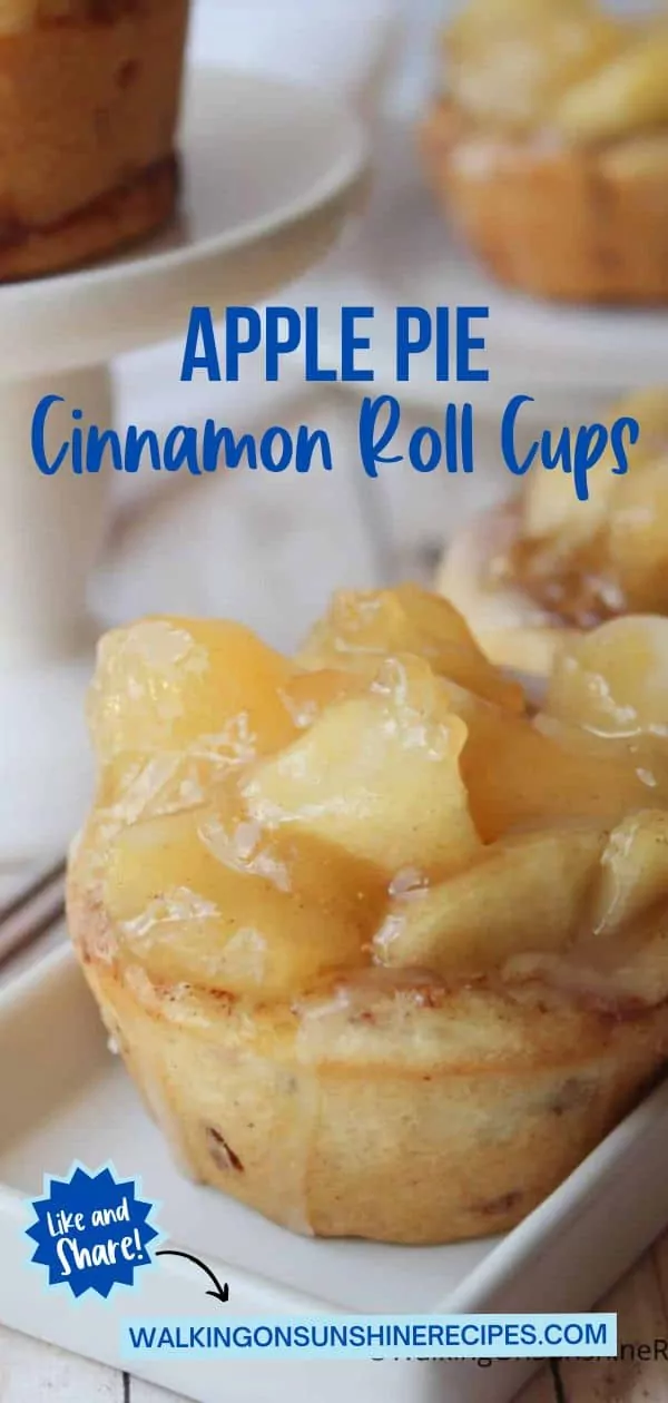 Cinnamon Cups with Apple Pie Filling on white tray,