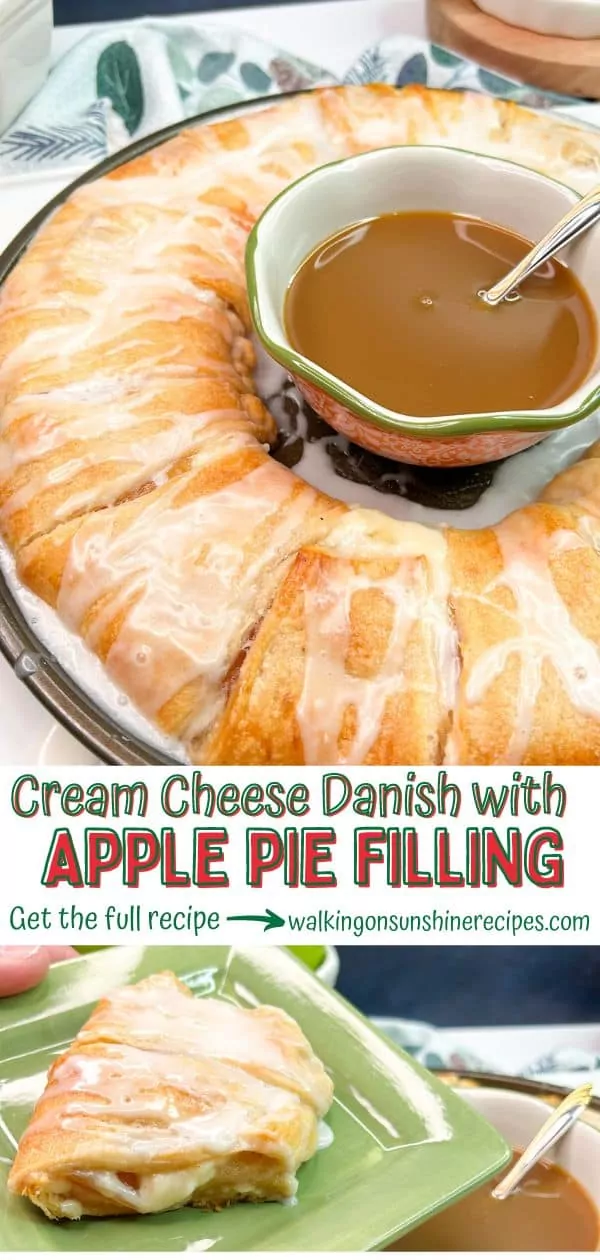 Crescent Rolls with cream cheese and apple pie filling baked and served.