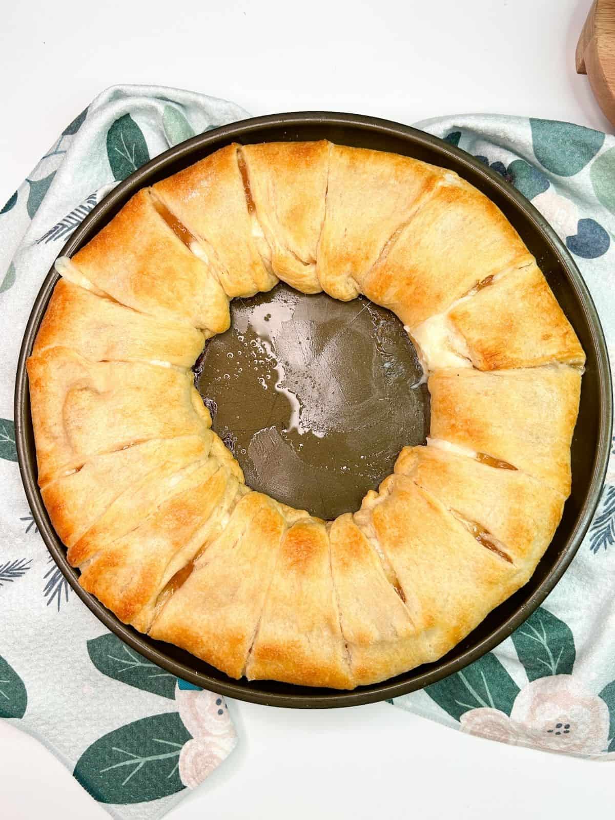 Baked cream cheese crescent roll ring Danish.