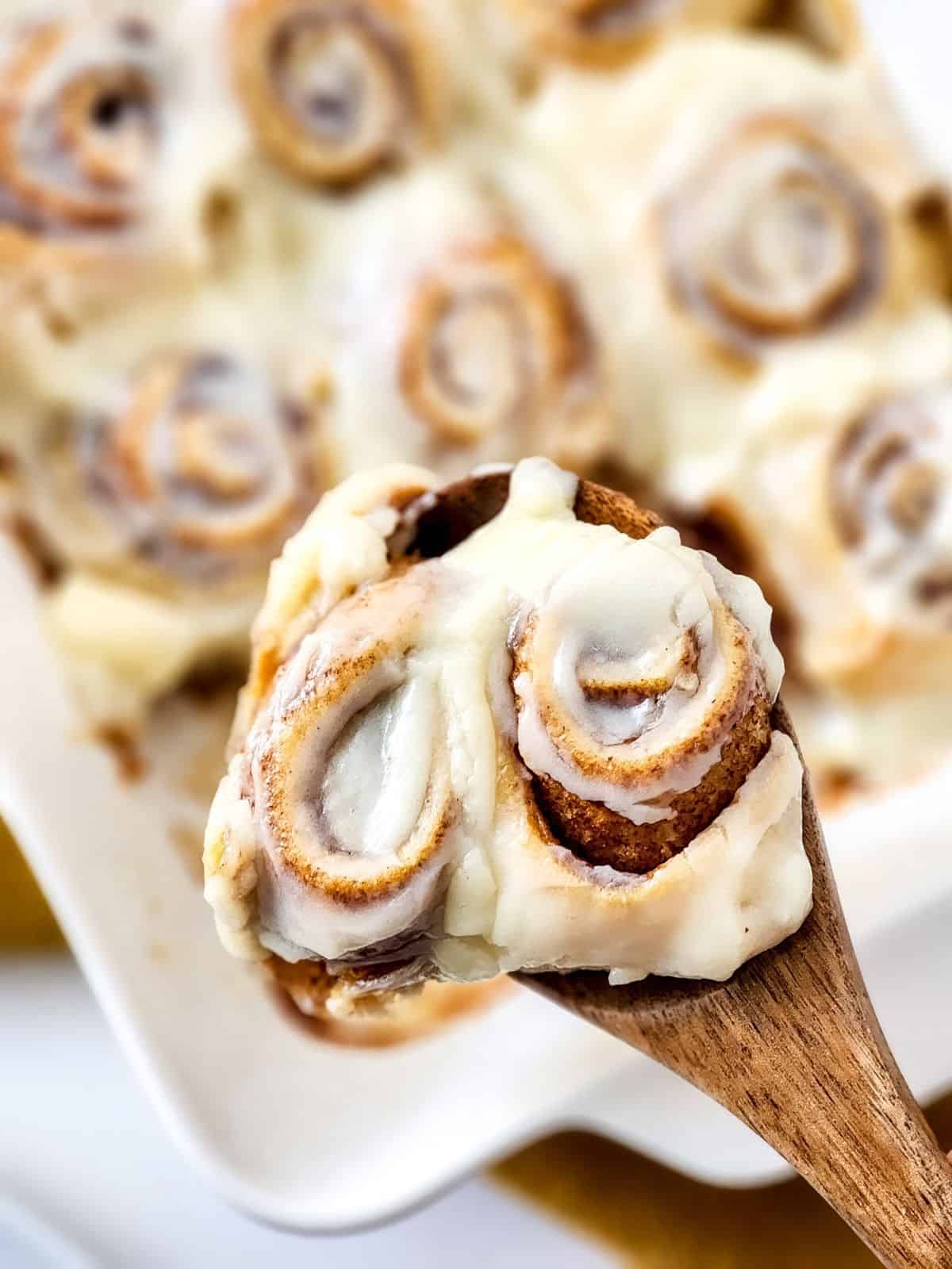 closeup of cinnamon rolls made with crescent rolls.