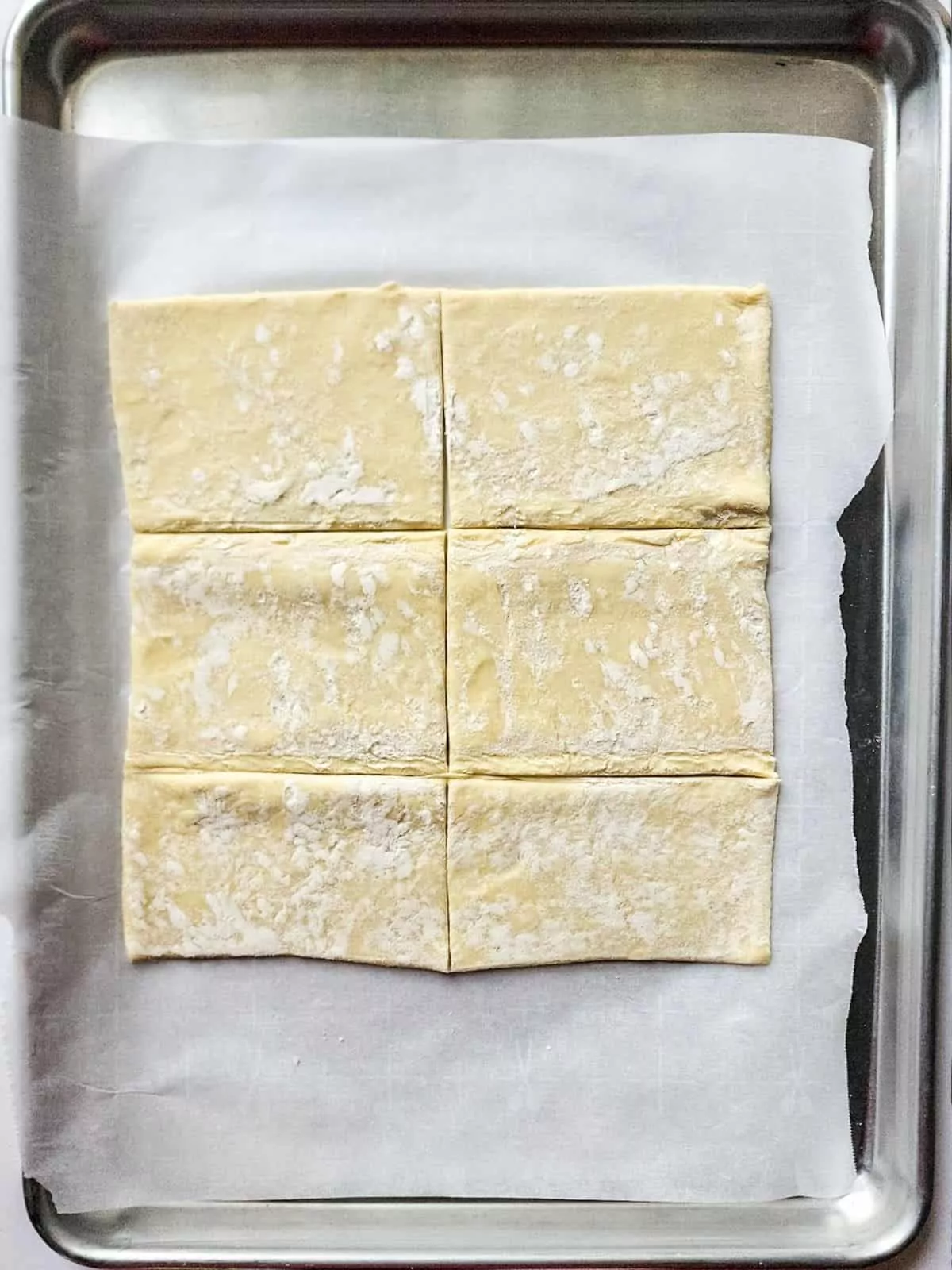 puff pastry cut into rectangles.