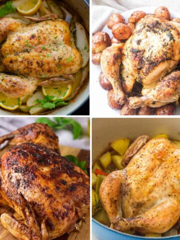 4 roast chicken recipes made in a Dutch Oven.
