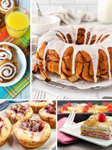 4 different recipes made with refrigerated cinnamon rolls.