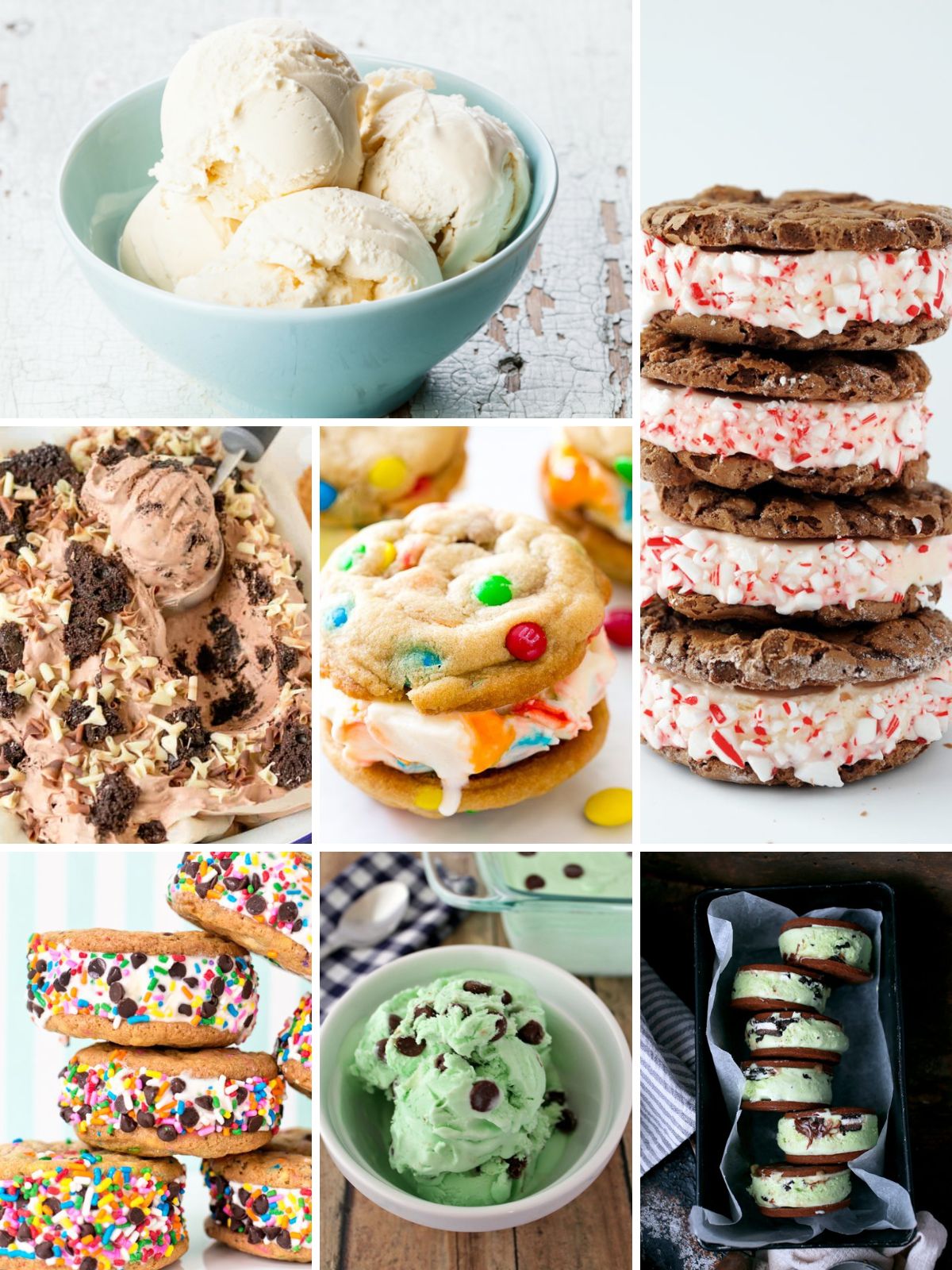A collection of homemade ice cream recipes including sandwiches.