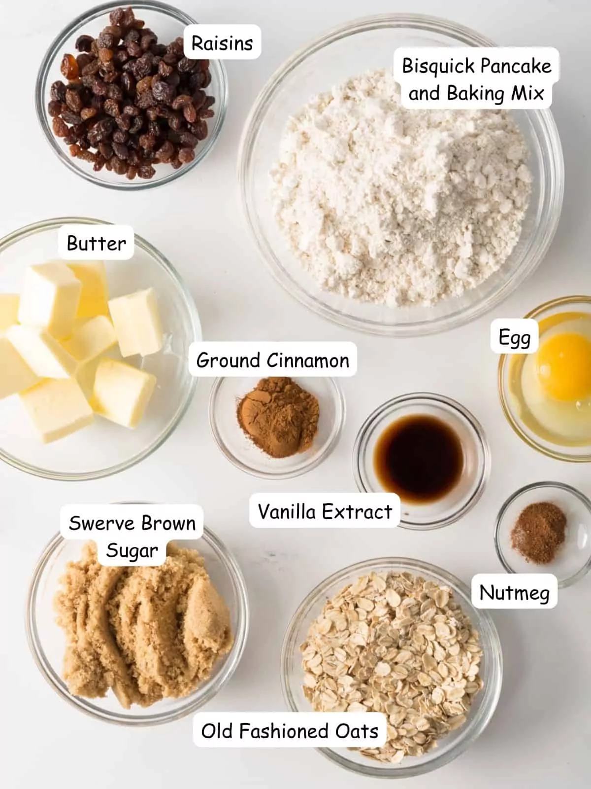 Ingredients for Sugar Free Oatmeal cookies for diabetics.