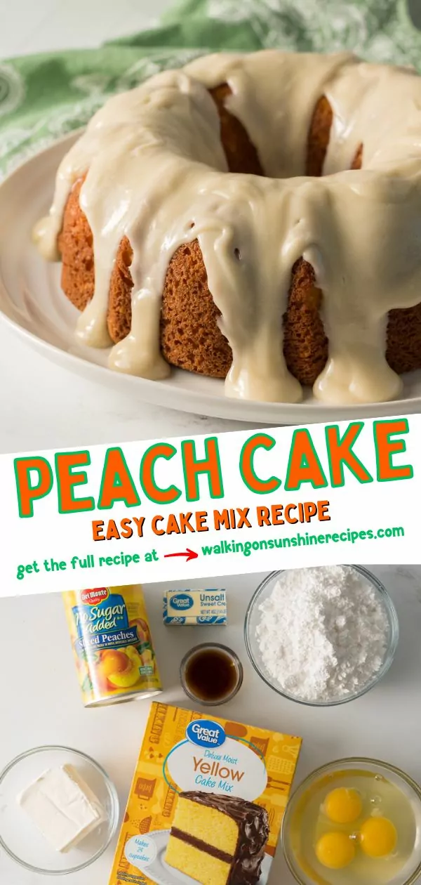 Peach Bundt Cake and ingredients Pinterest.