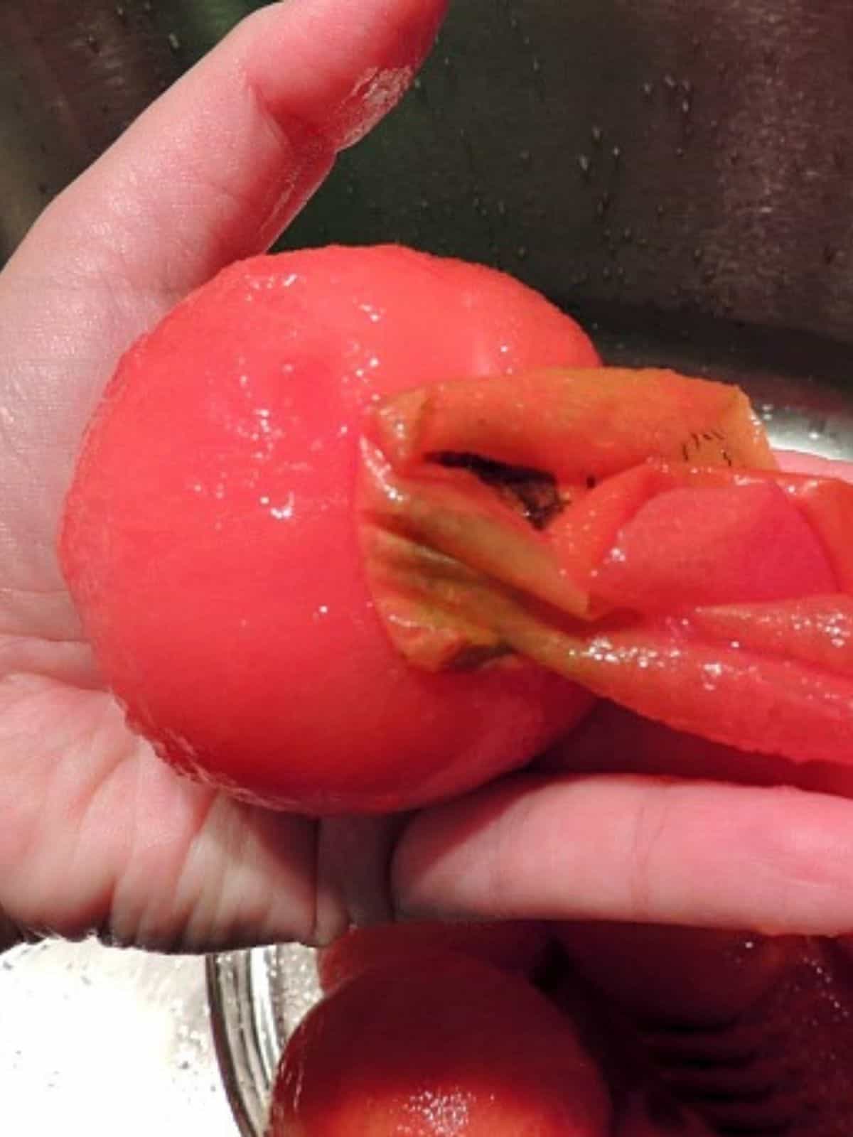 Peeled tomato.