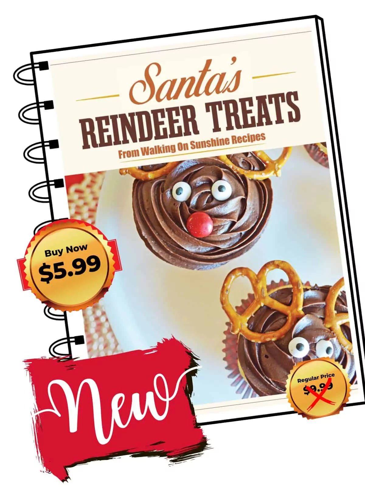 Santa's Reindeer Treats spiral notebook promo photo.