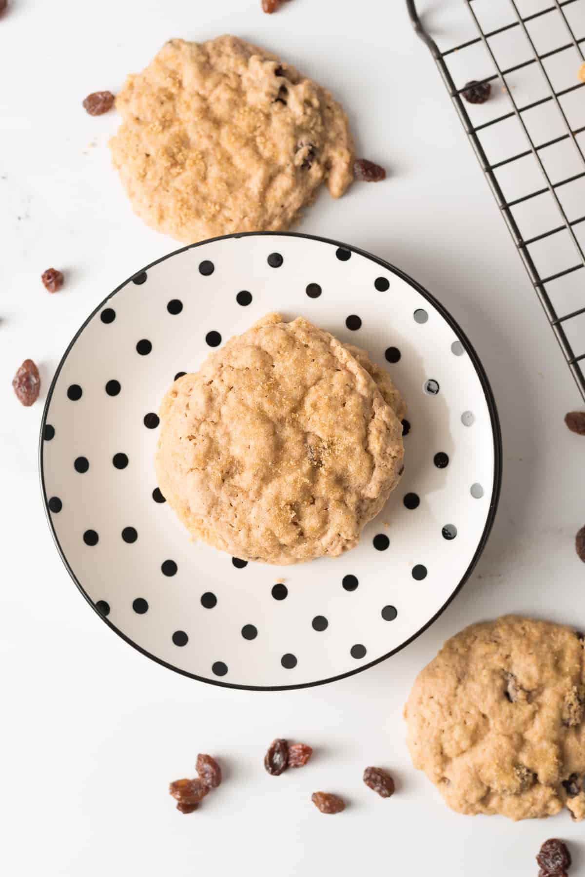Oatmeal cookie made with brown sugar substitue on plate.