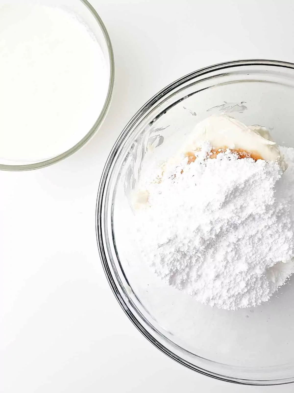 combine powdered sugar with cream cheese.