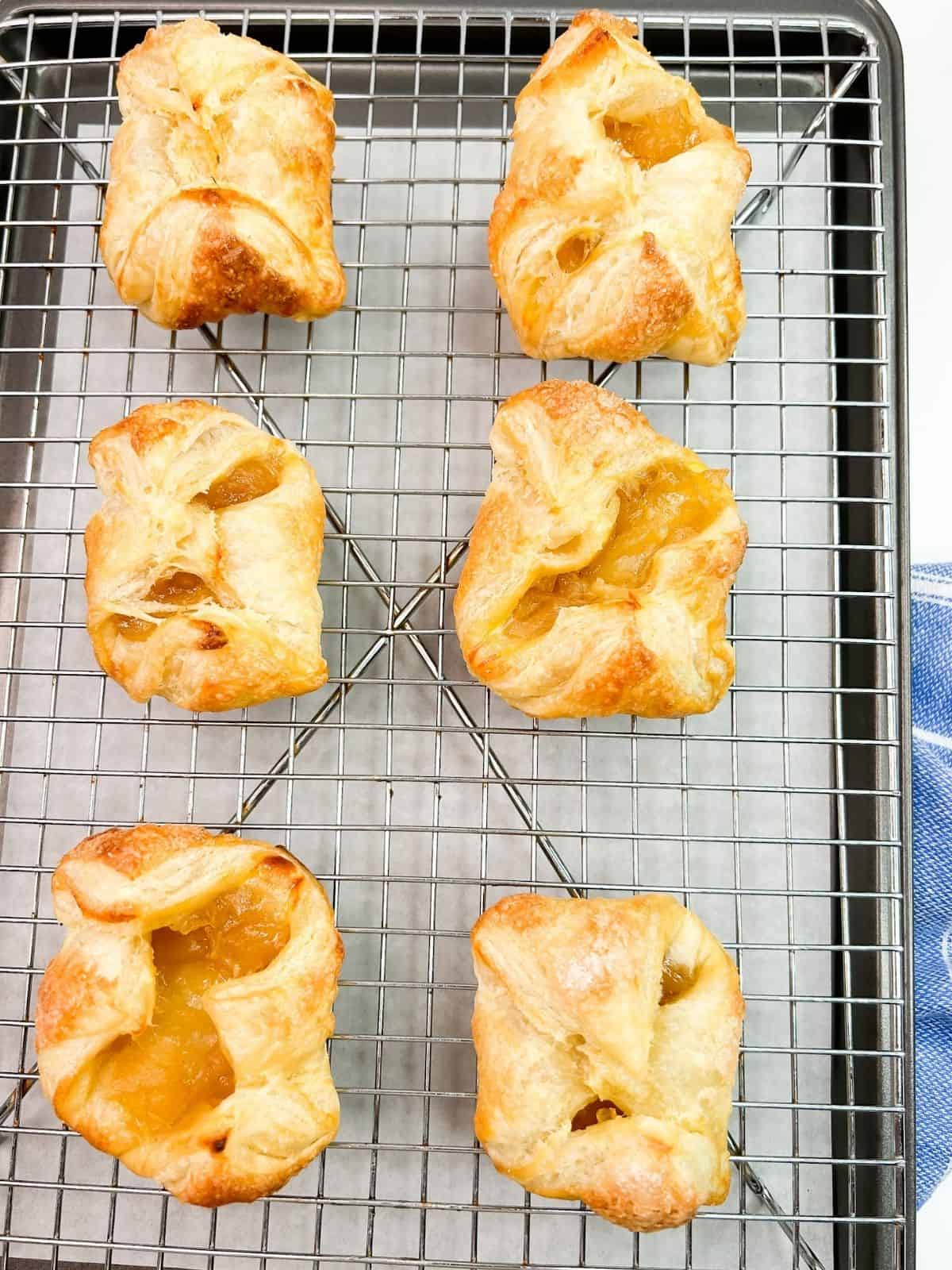 apple danish on baking rack