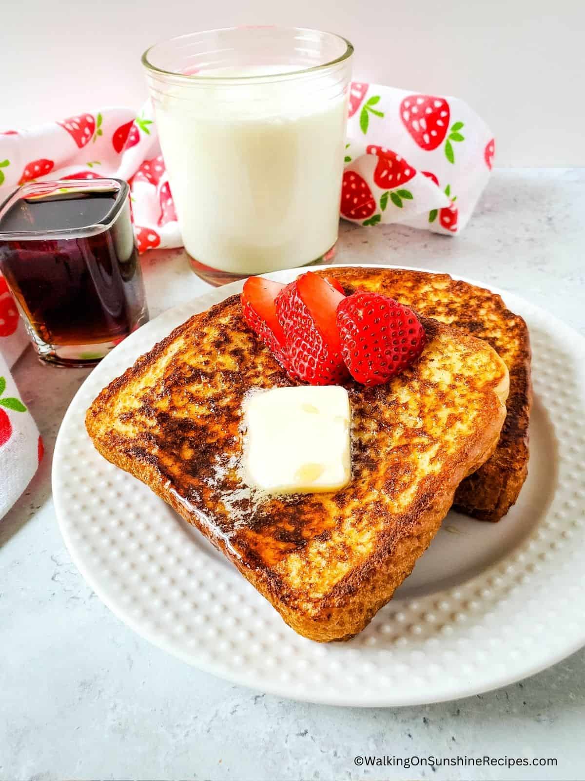 French Toast on white plate.