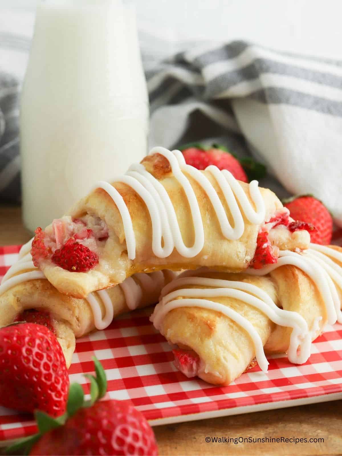crescent rolls baked with strawberry cream cheese filling.