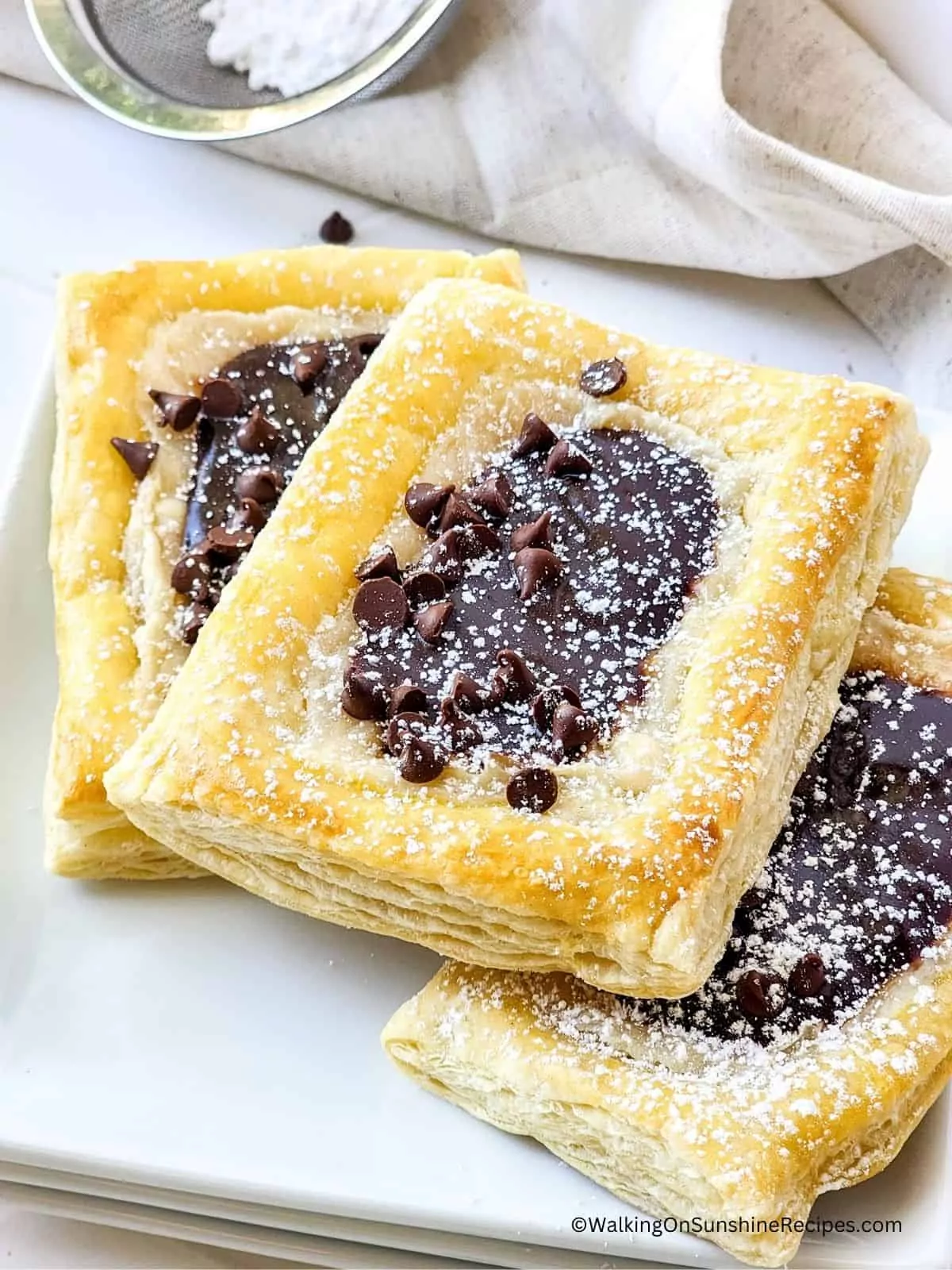 Puff Pastry Danish with melted chocolate cream cheese mixture.