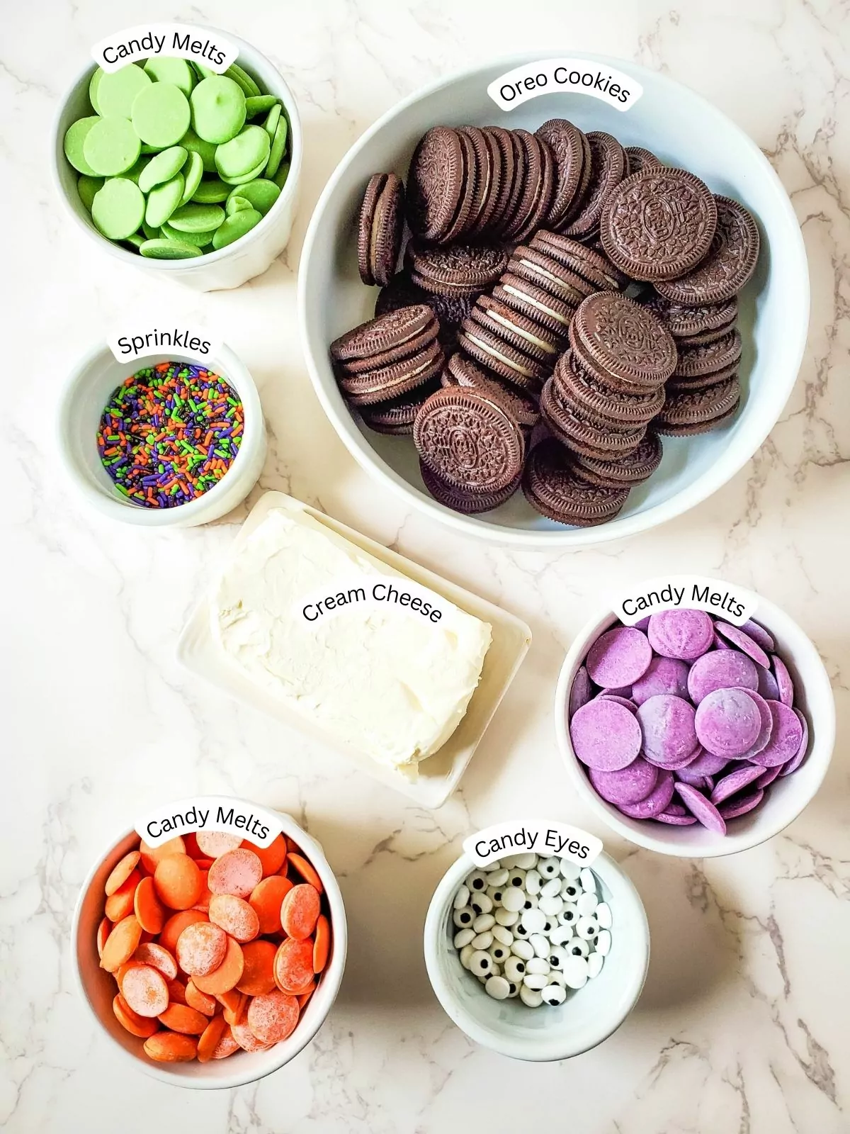 Ingredients for Oreo Cookie Balls.