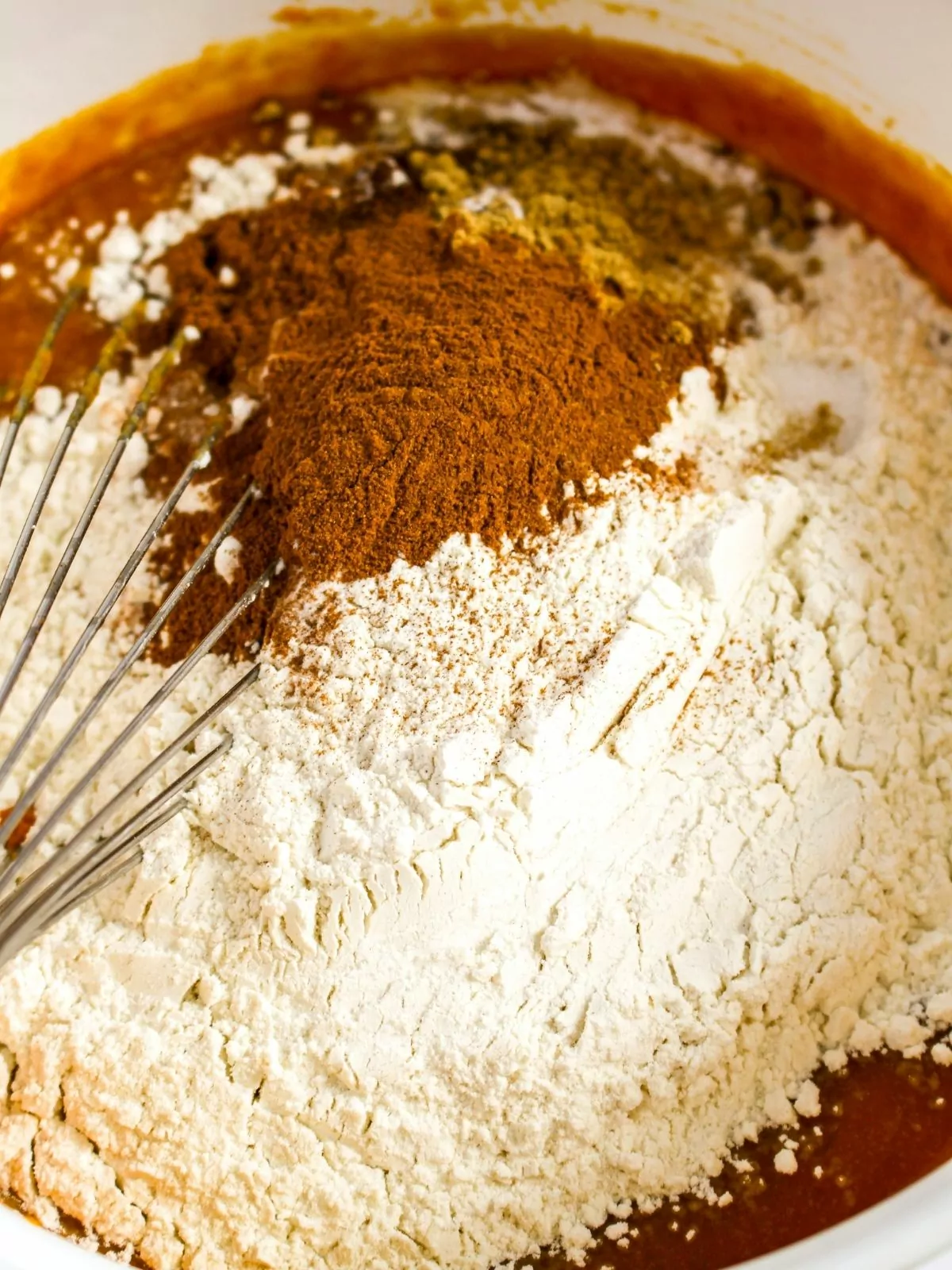Dry ingredients for spice cake..