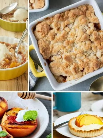 four different peach dessert recipes made for two people.
