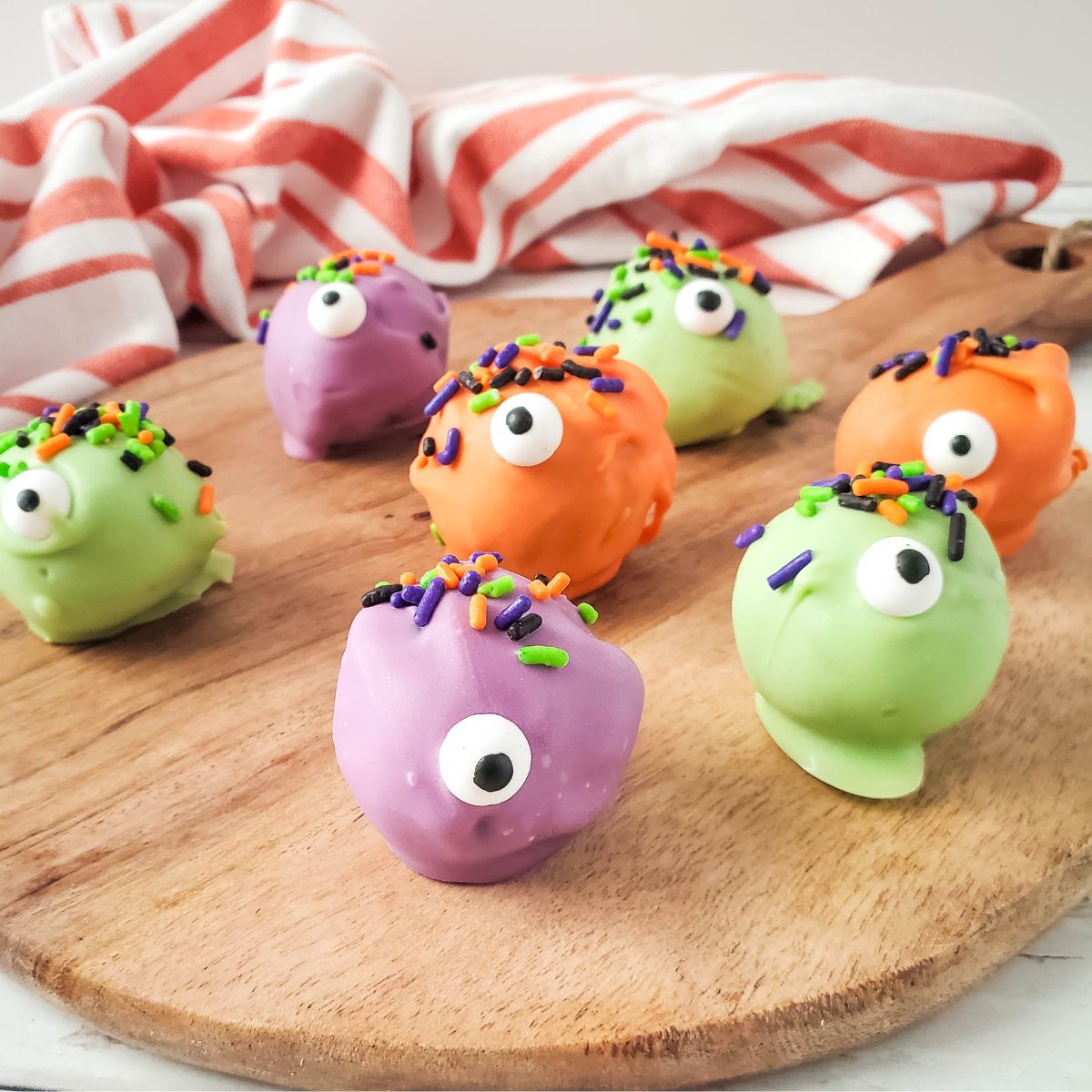 Oreo Cookie Truffles with Halloween Colors.
