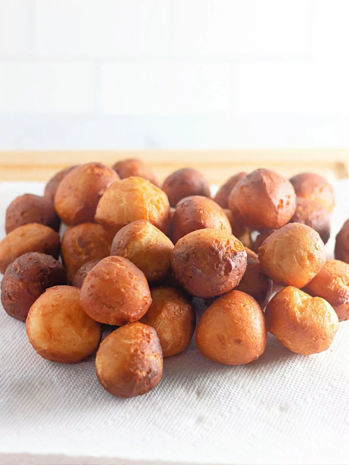 donut holes on paper towel.