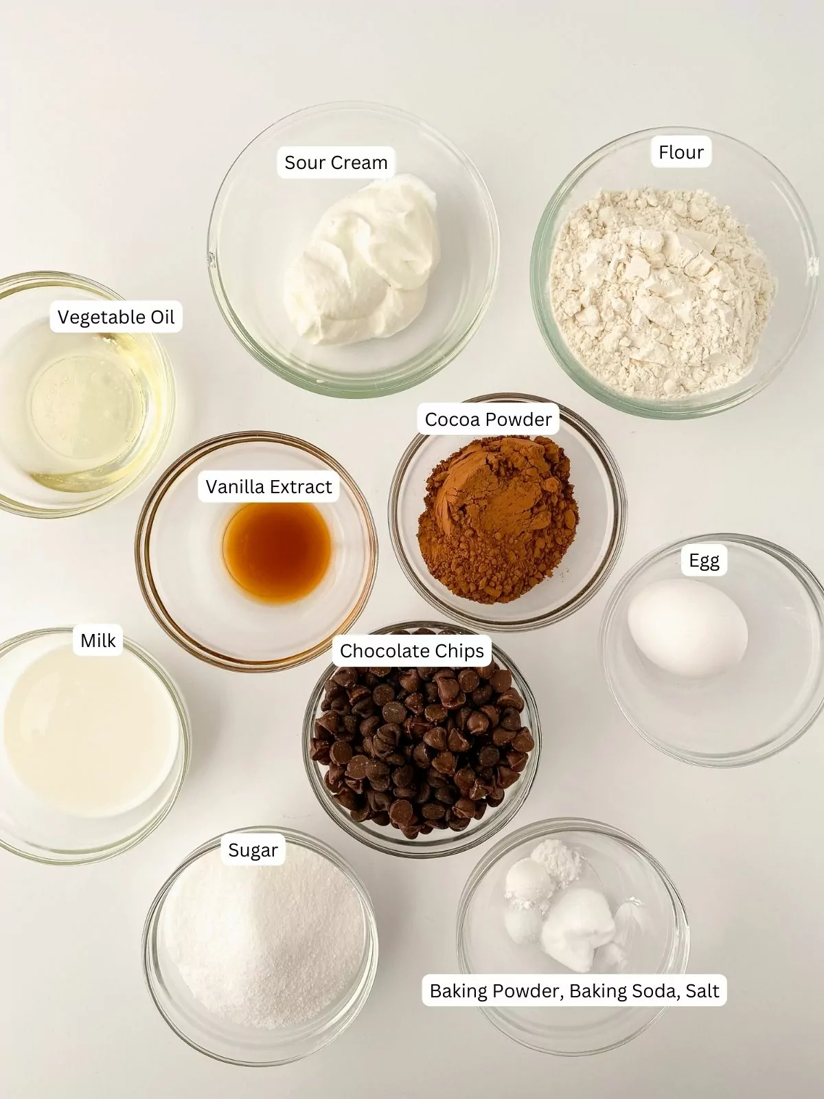 Ingredients for chocolate muffins.