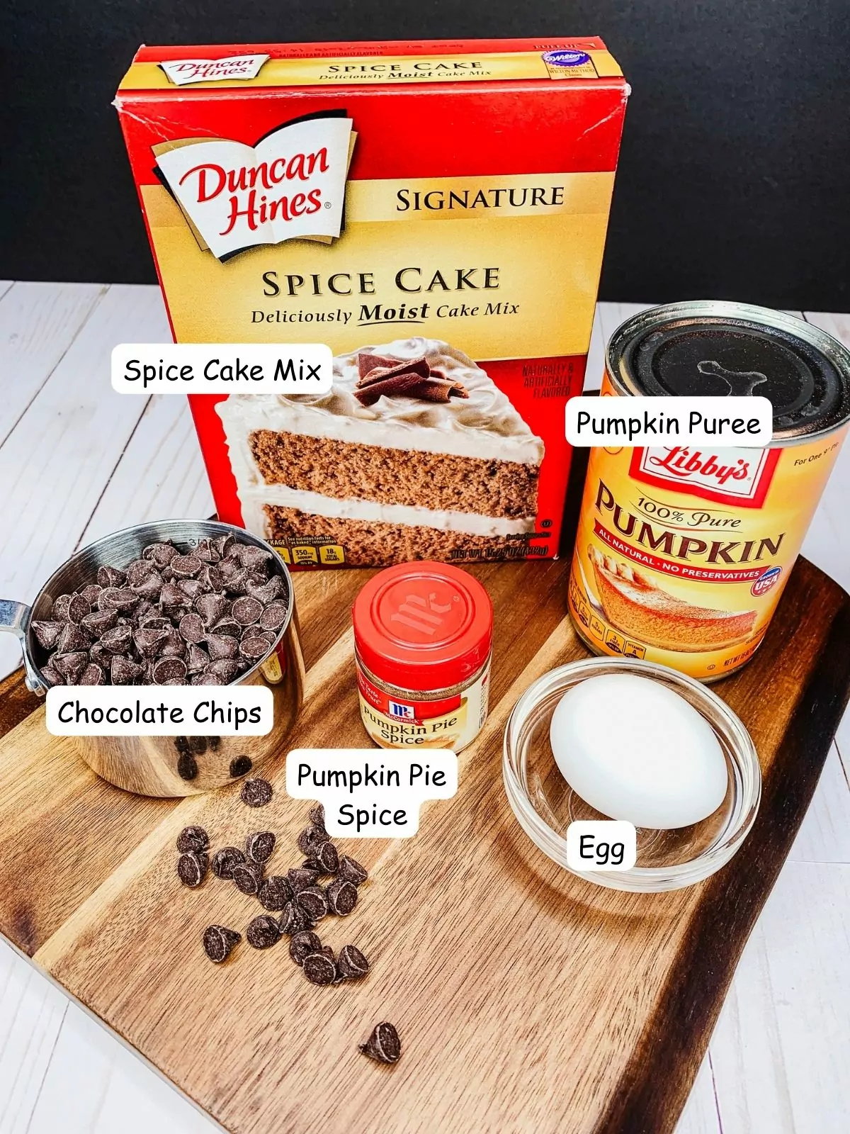 Ingredients for pumpkin chocolate chip cookies.