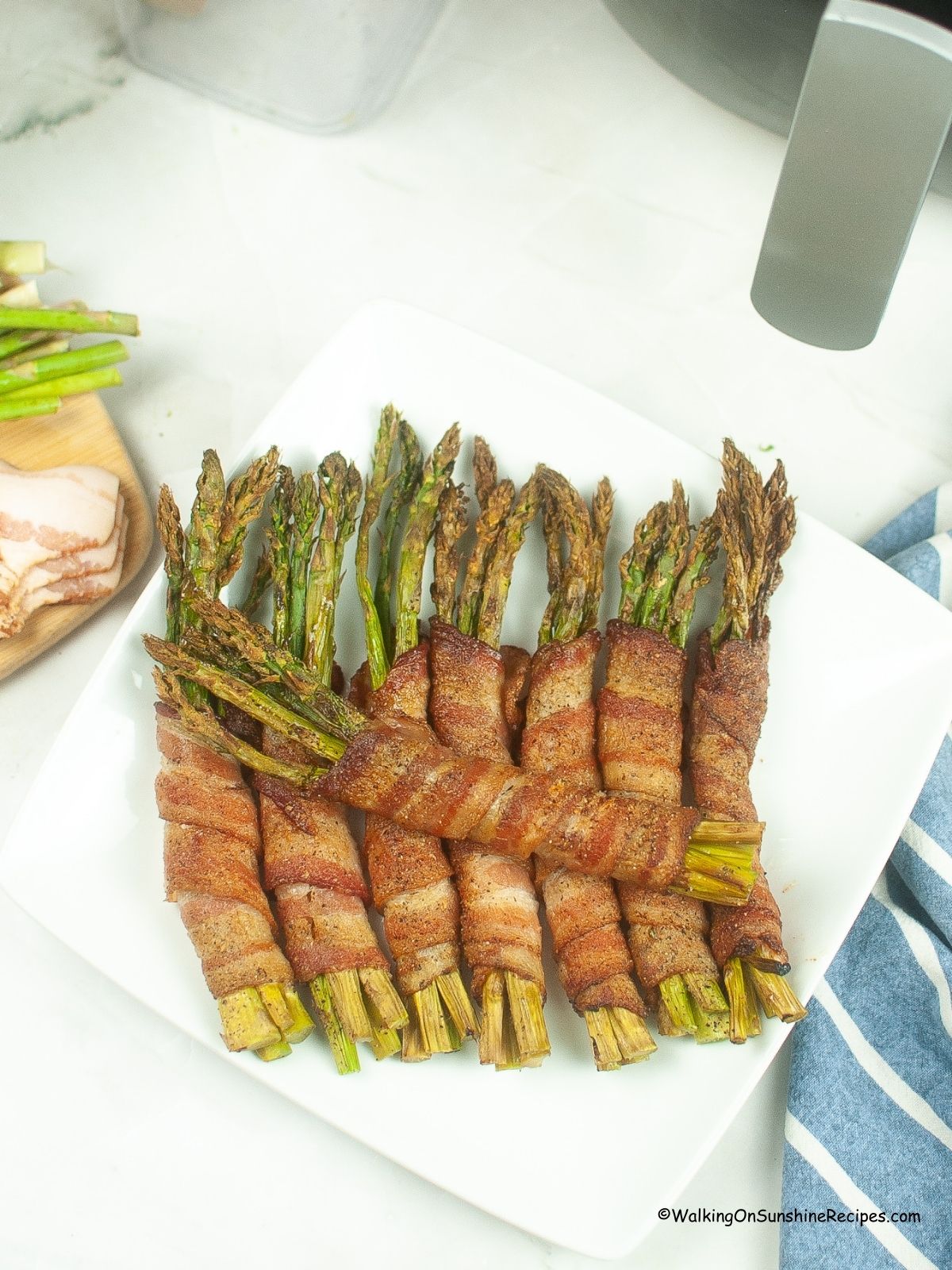 asparagus wrapped in cooked bacon.