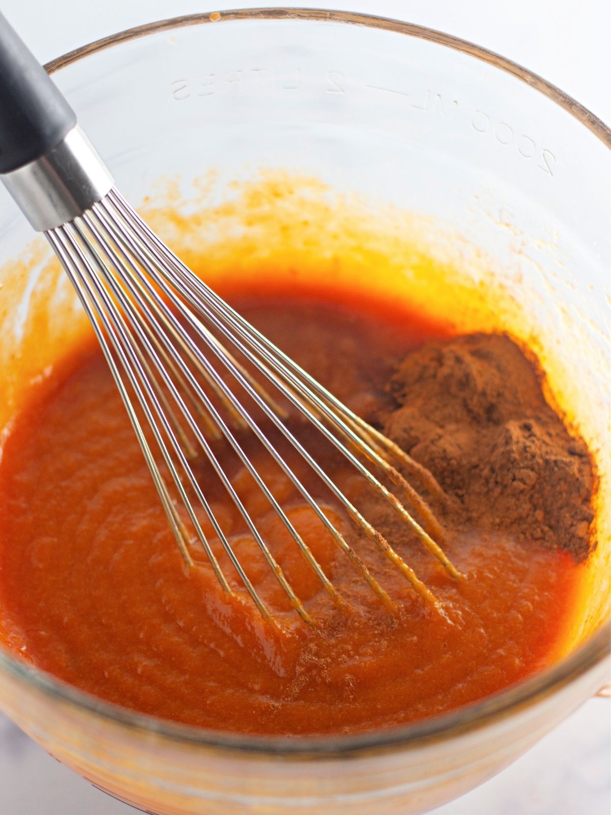 combine pumpkin puree with spices in bowl.
