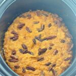 Pumpkin cobbler in crock pot baked.