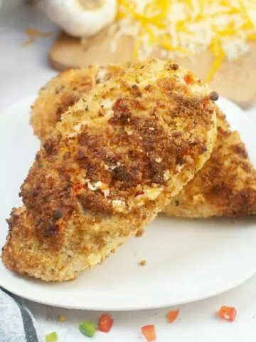 2 chicken breasts stuffed and baked in air fryer.