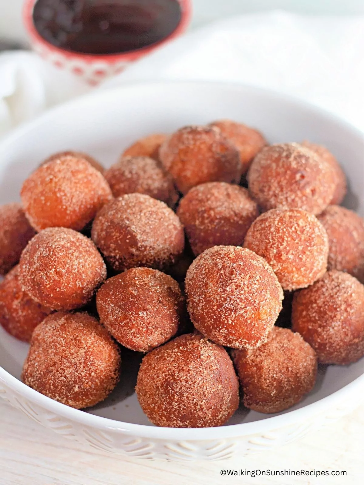 donut holes with cinnamon and sugar.