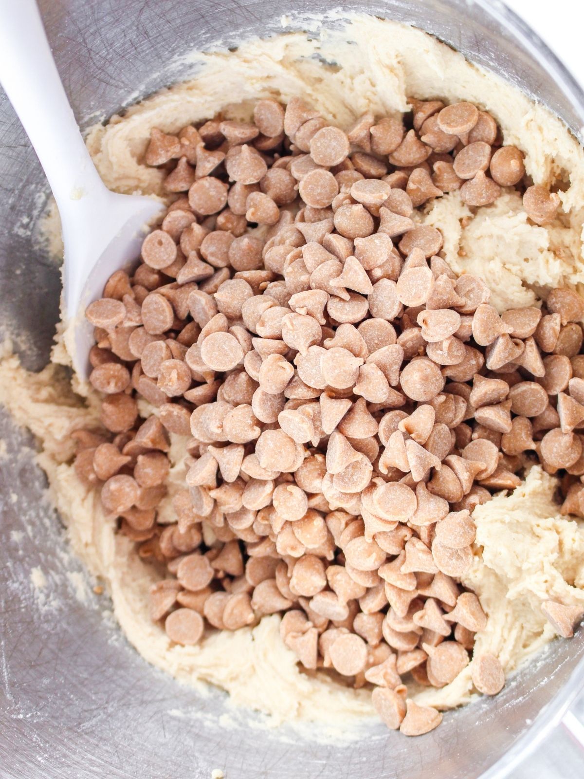 peanut butter chips in cookie batter.