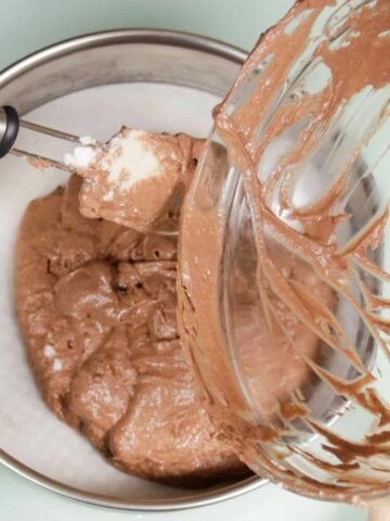 Chocolate cake mix in bowl.