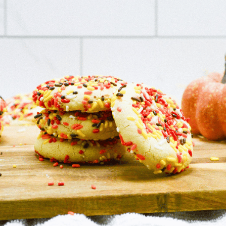 stack of Halloween Cookies with sprinkles
