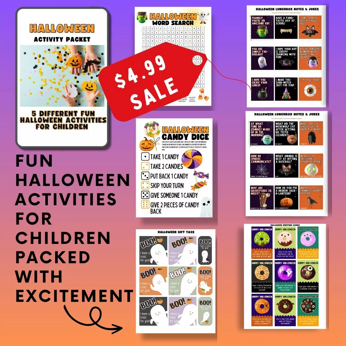 Halloween activity packet promo photo with details.