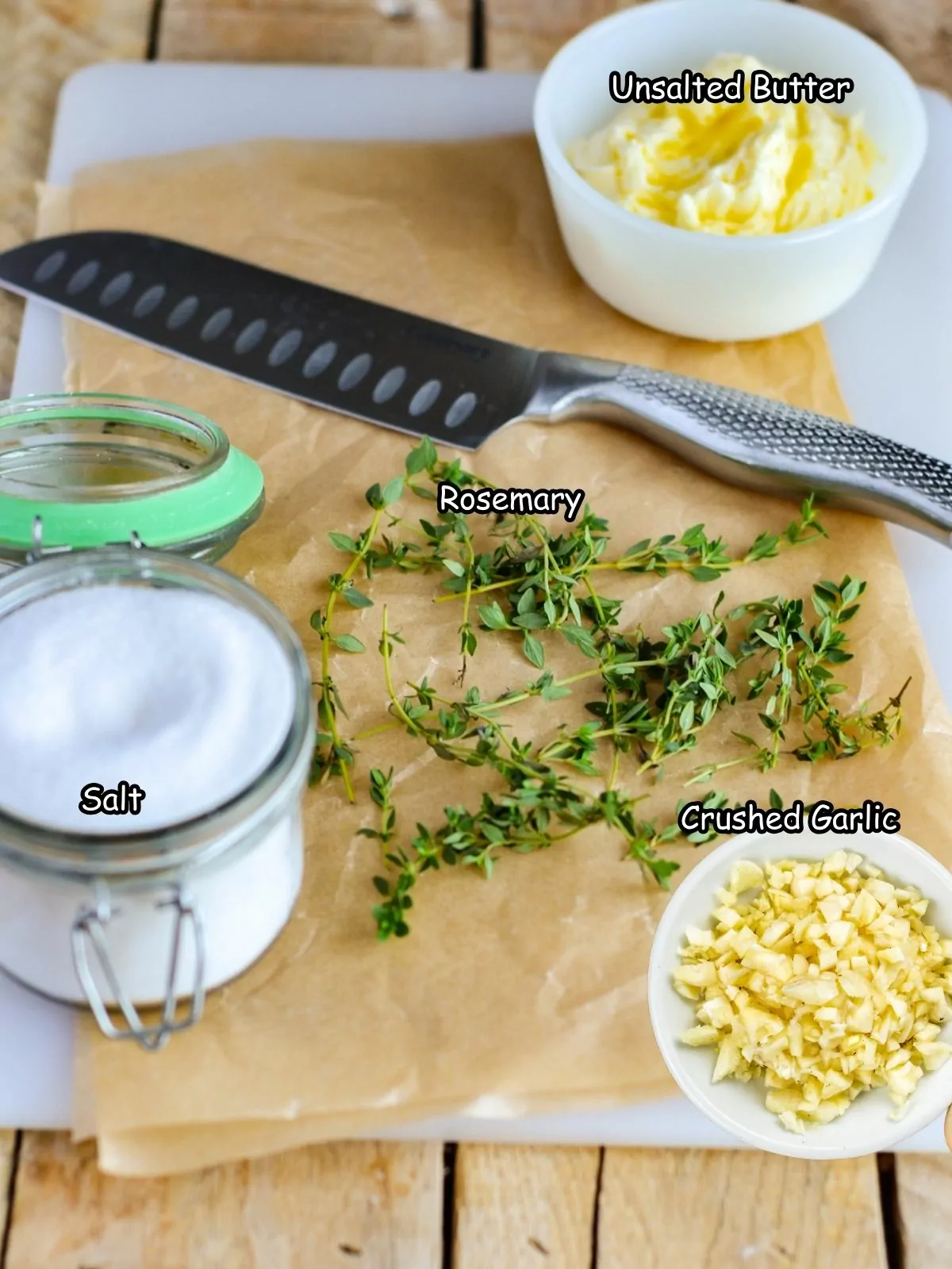 ingredients for herb butter.