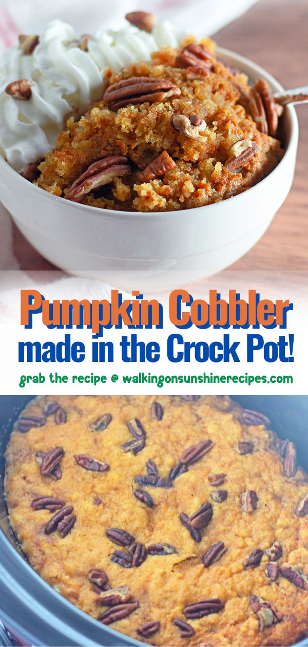 Pumpkin Dump Cake made in crock pot.