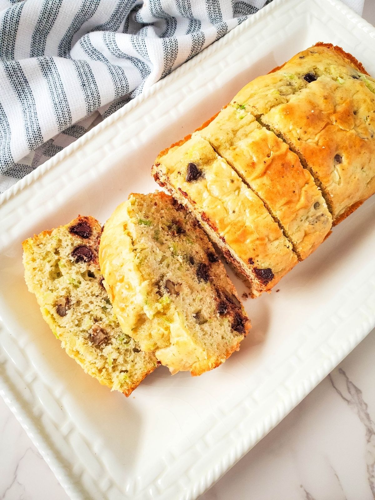 sliced Bisquick zucchini bread.