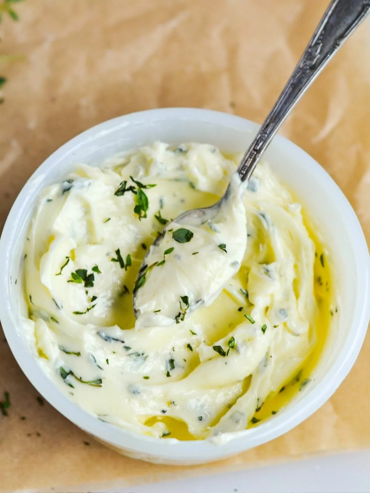 softened butter with herbs.