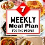 Weekly meal plan for two Pinterest.
