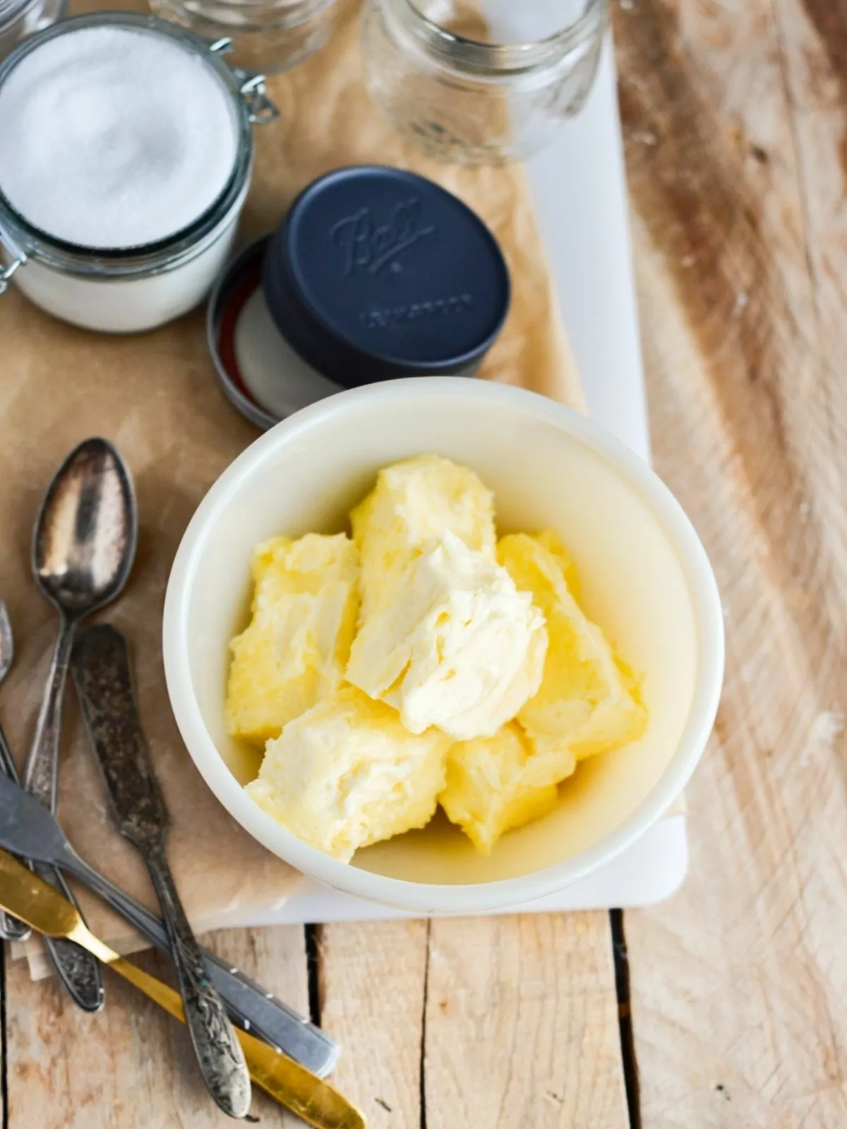 softened butter in bowl.