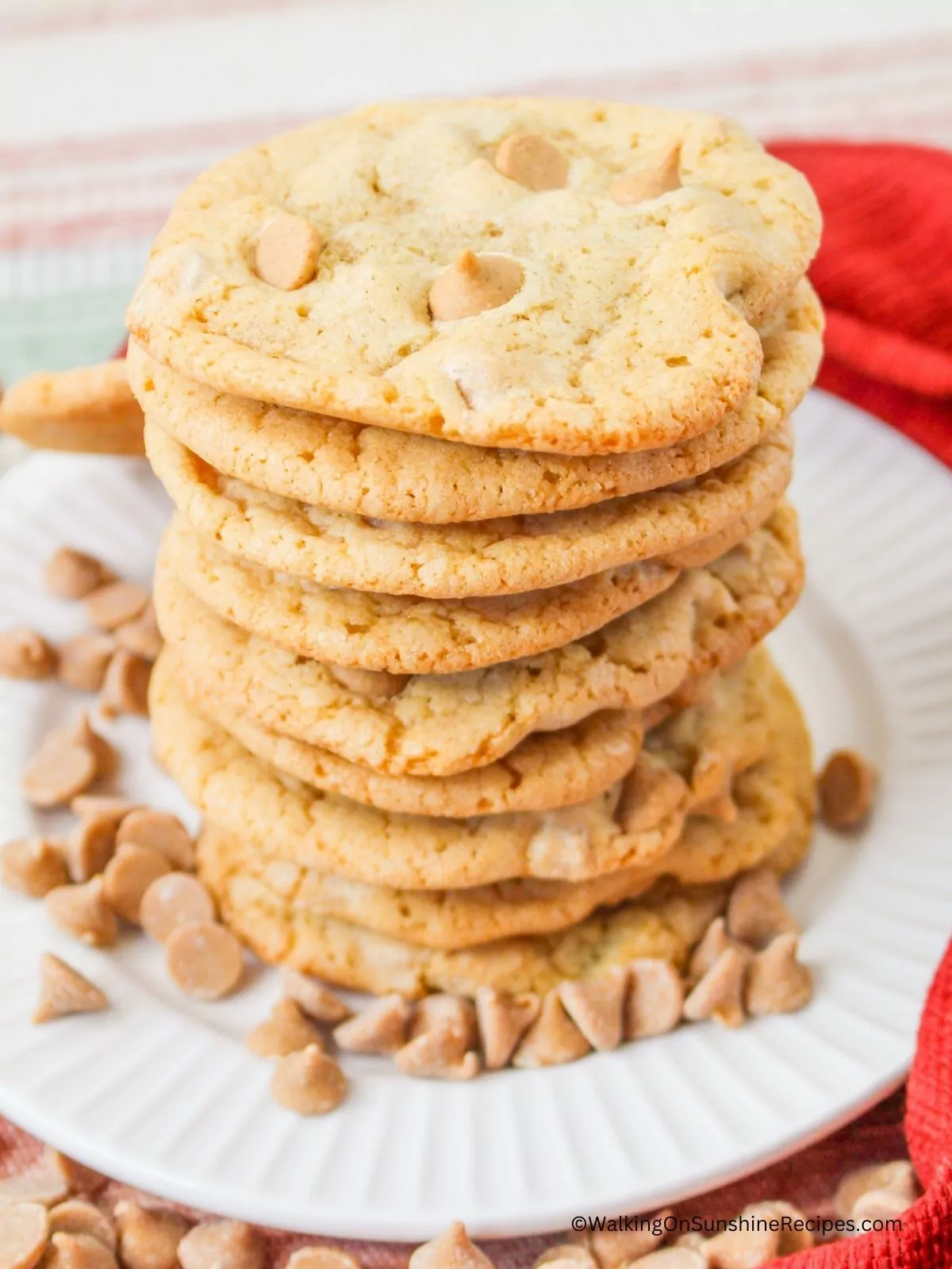 stacked peanut butter chips cookies.