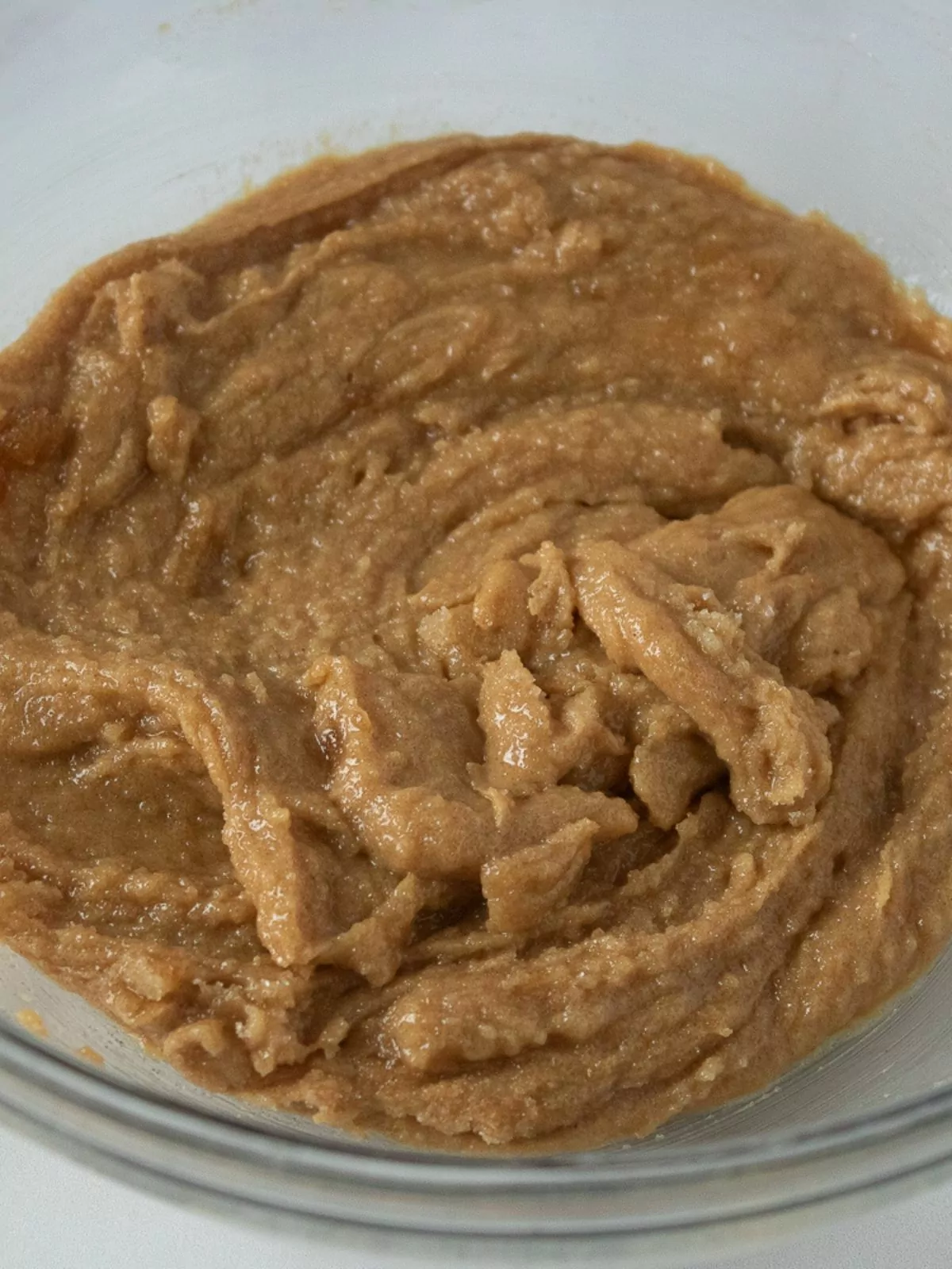 Peanut butter mixture in bowl.