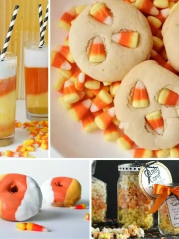 4 different candy corn treats.