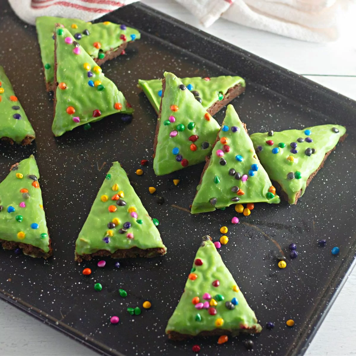 Decorated Christmas Shaped Brownies from a boxed mix.