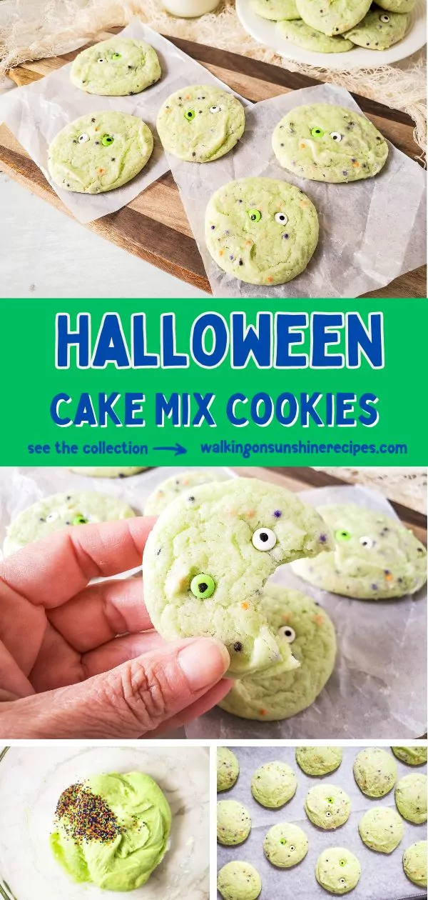 Cake Box Cookies dyed green for Halloween.