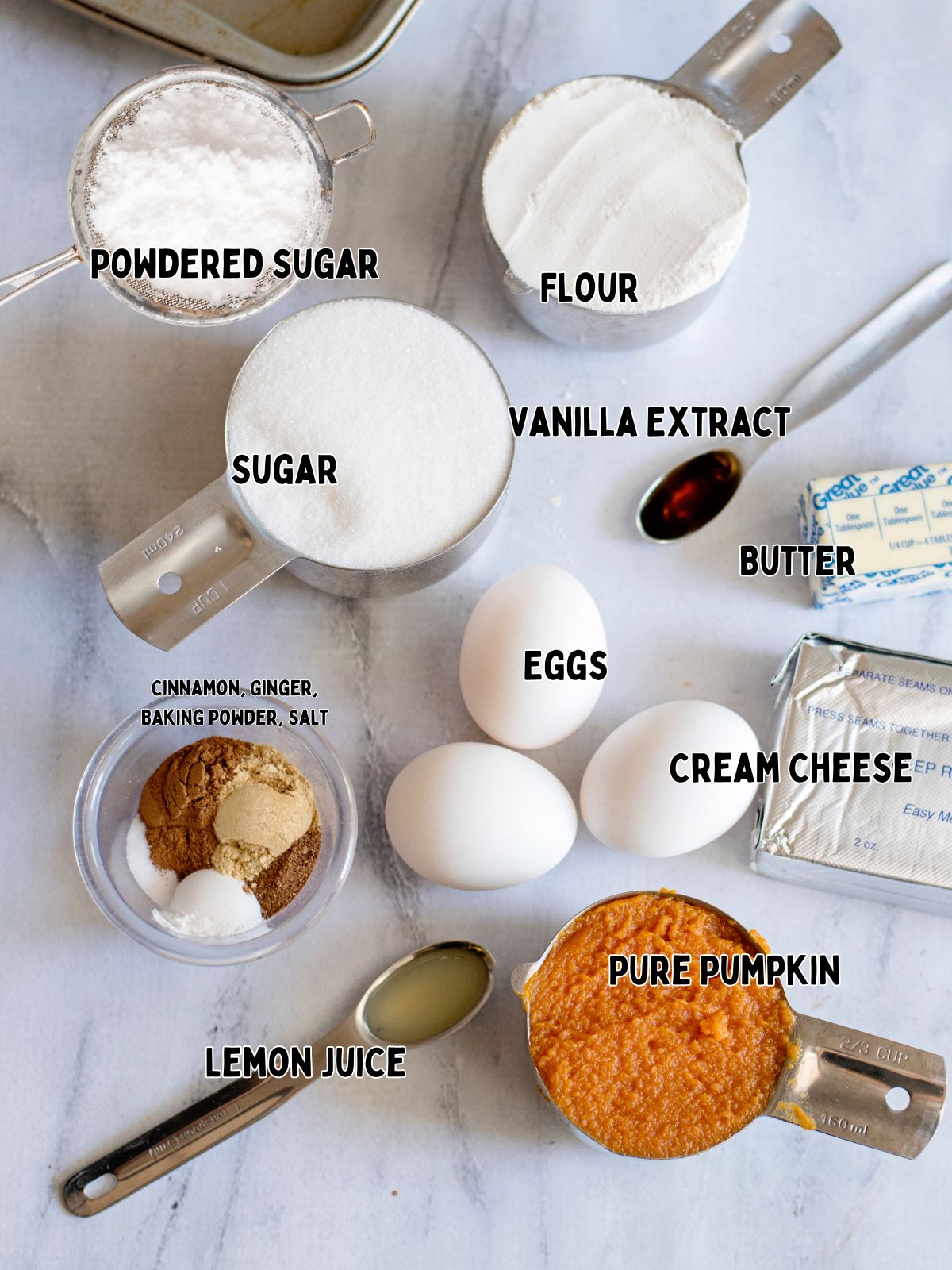 pumpkin roll ingredients.