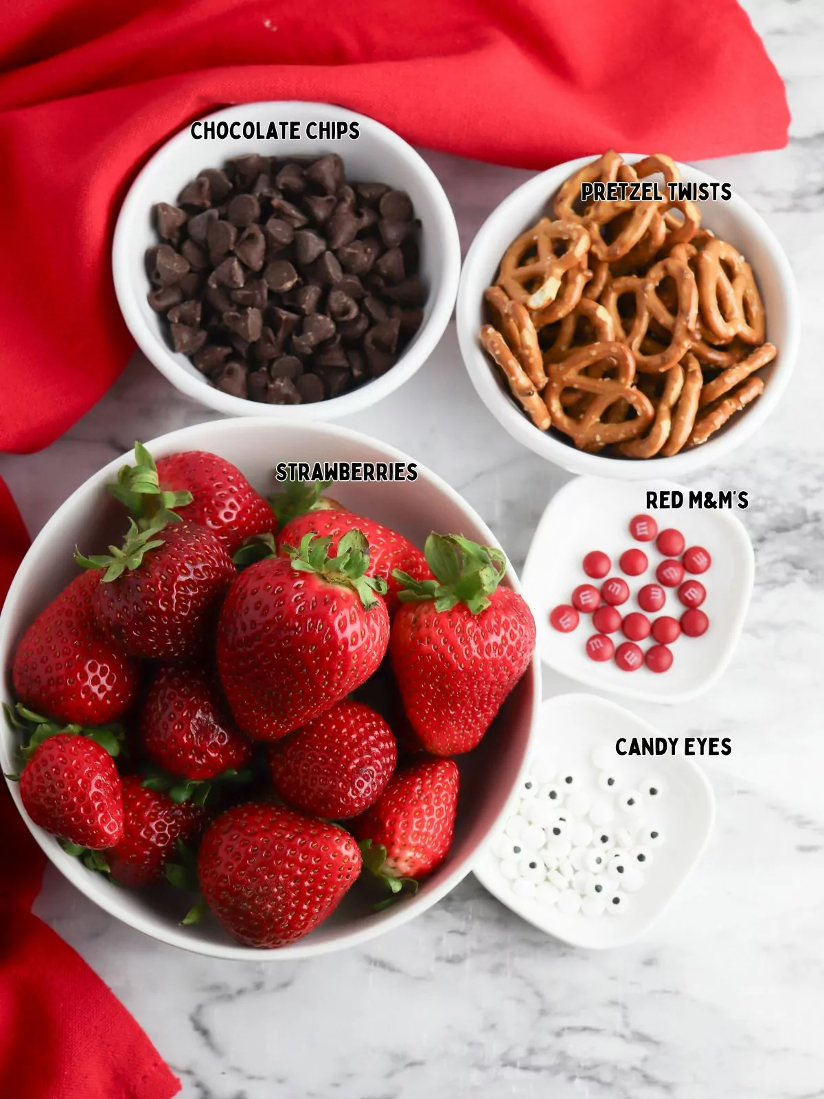 ingredients for strawberry reindeers.