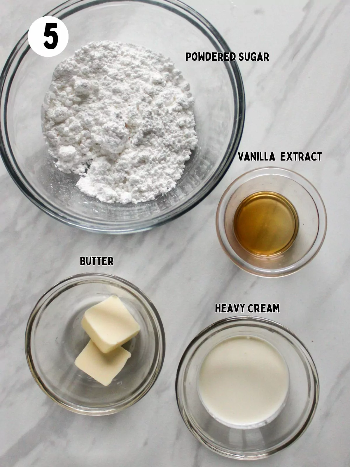 Powdered sugar glaze ingredients.