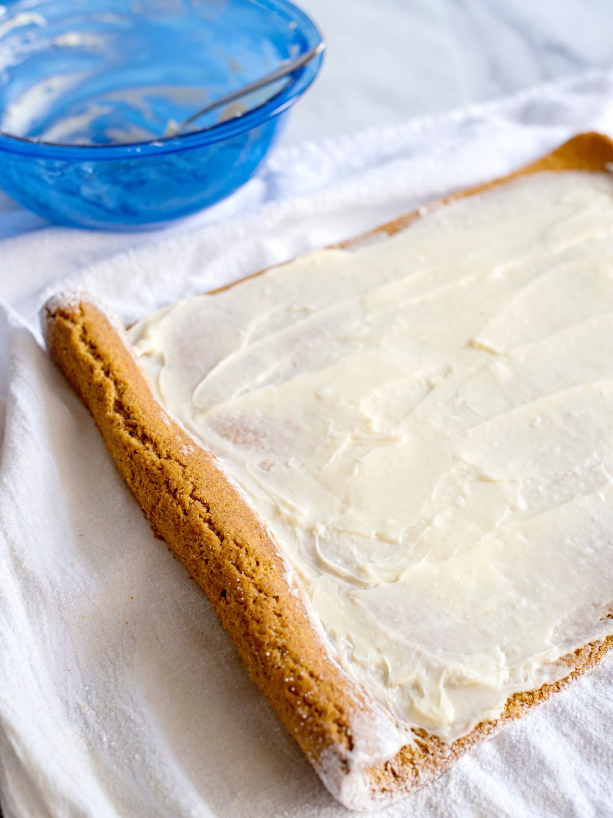 roll up pumpkin cake with cream cheese frosting.